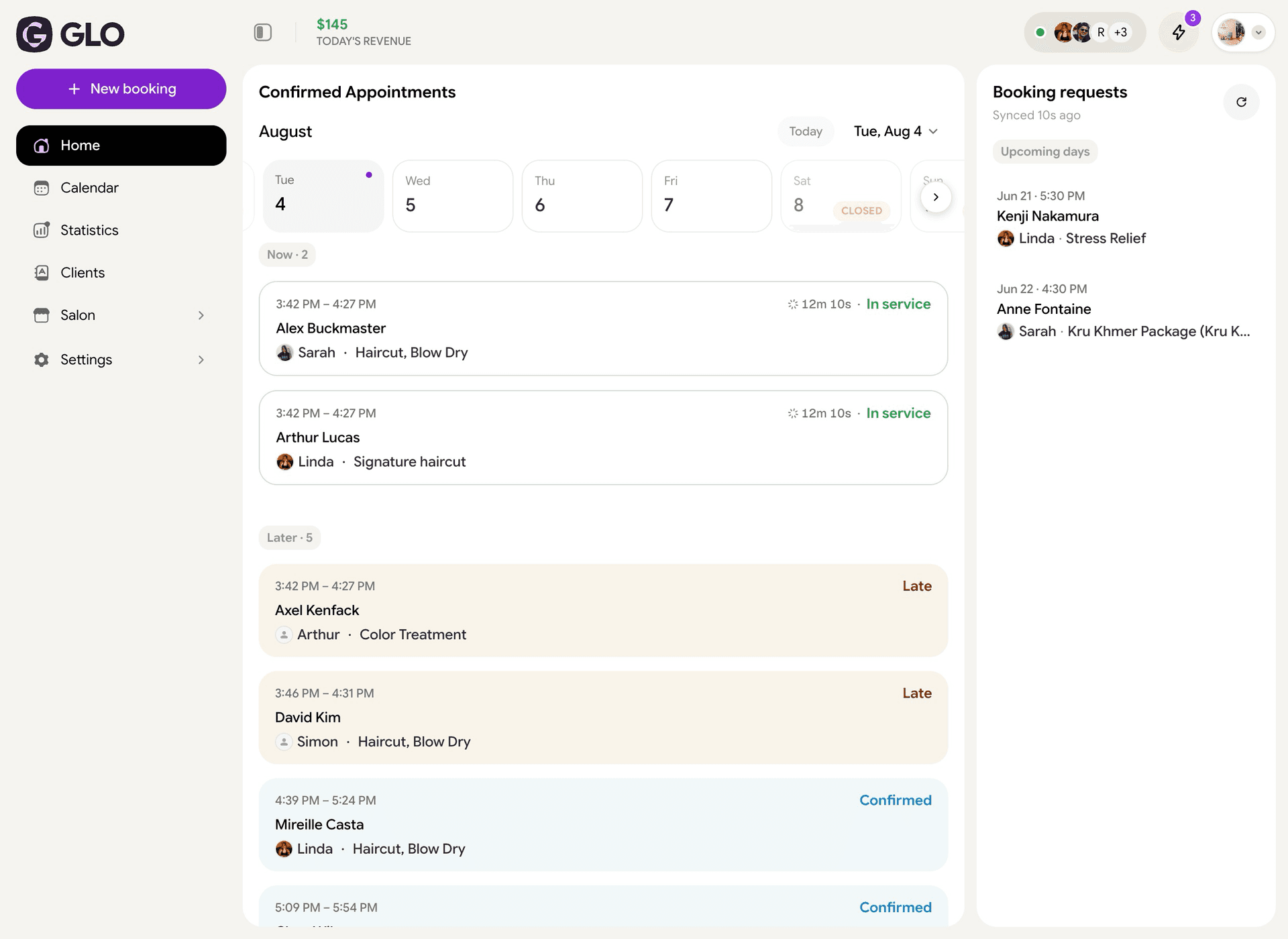 GLO Pro appointment dashboard